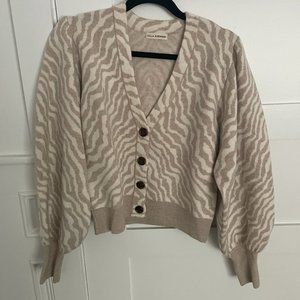 Ulla Johnson - Animal Print Balloon Sleeve Cardigan - Size L